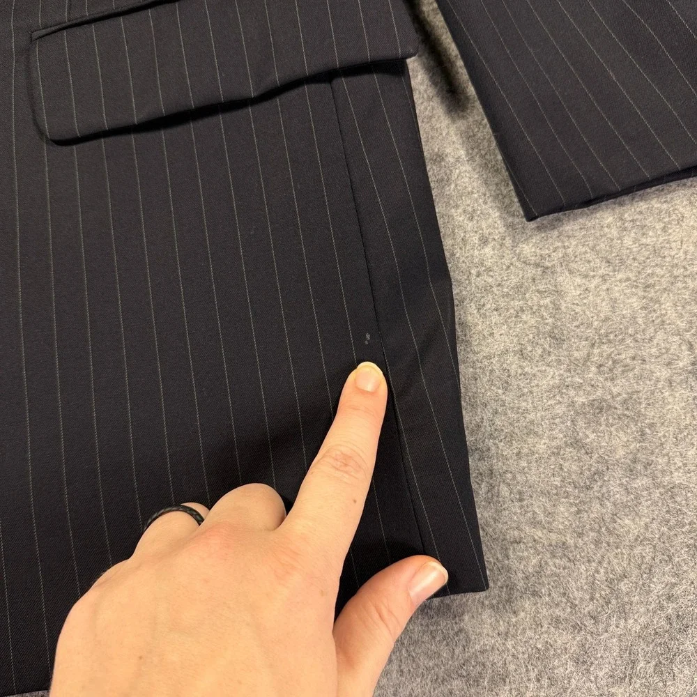 Brooks Brothers 1818 Madison Suit Jacket Mens 43R Navy Blue Pinstripe Two Button